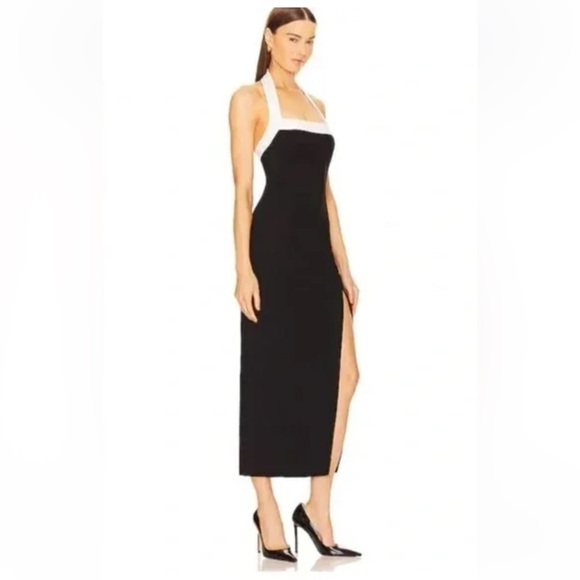 Nicholas Elegant Black White Halter Dress Jane Evening Size US XL - Picture 3 of 12